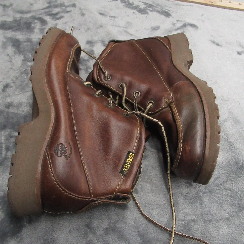 Timberland Men Boots 9M Brown Leather Waterproof Lace Hiking GTX Gore Tex VTG